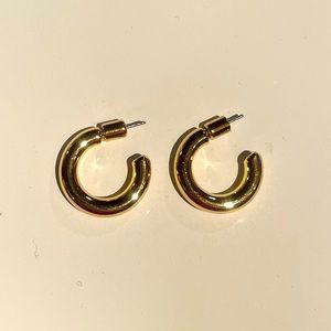 3/4 inch small tube hoop gold plated sterling silver earrings